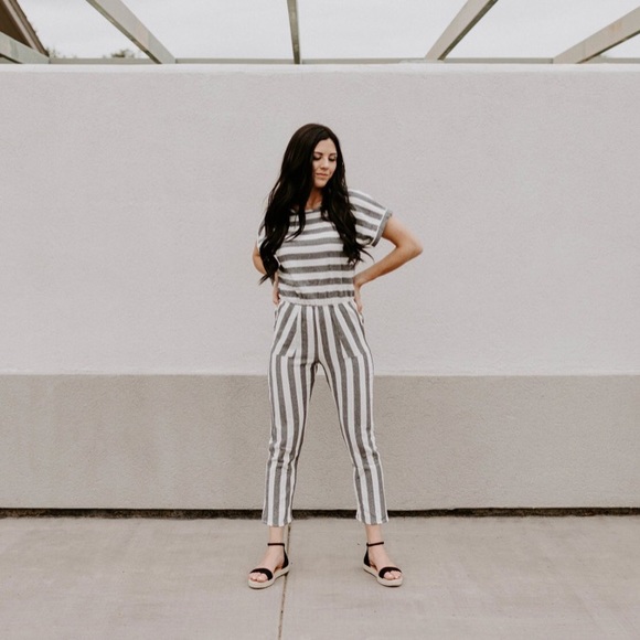 The Taylee Vertical Stipe Jumpsuit - Picture 2 of 8